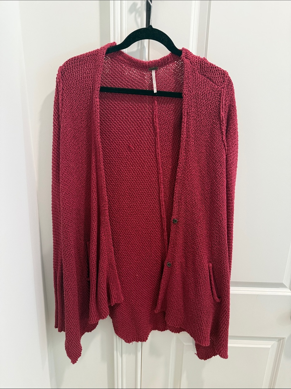 Free People Open-Front Knit Cardigan in Rose